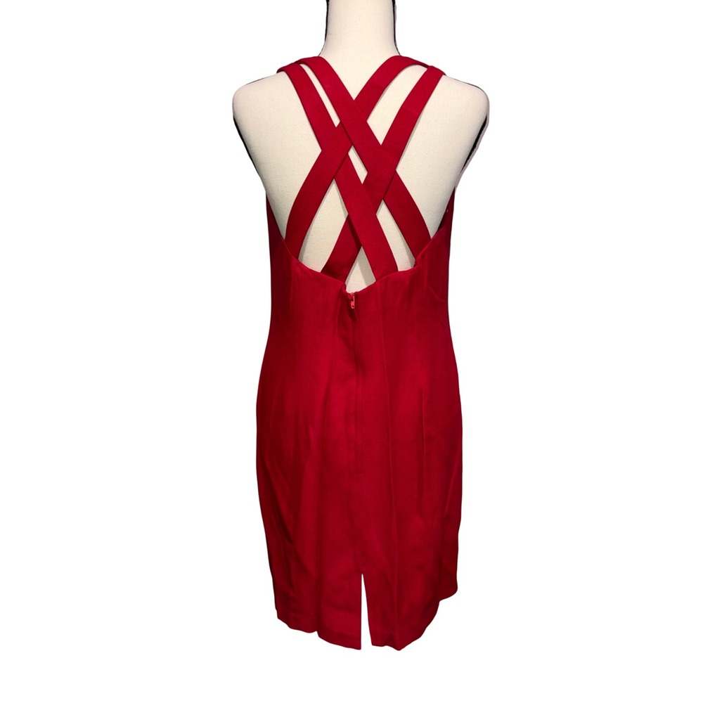 Vintage Strappy Back Sheath Dress Cocktail Women Size‎ 12 Red CDC Petites